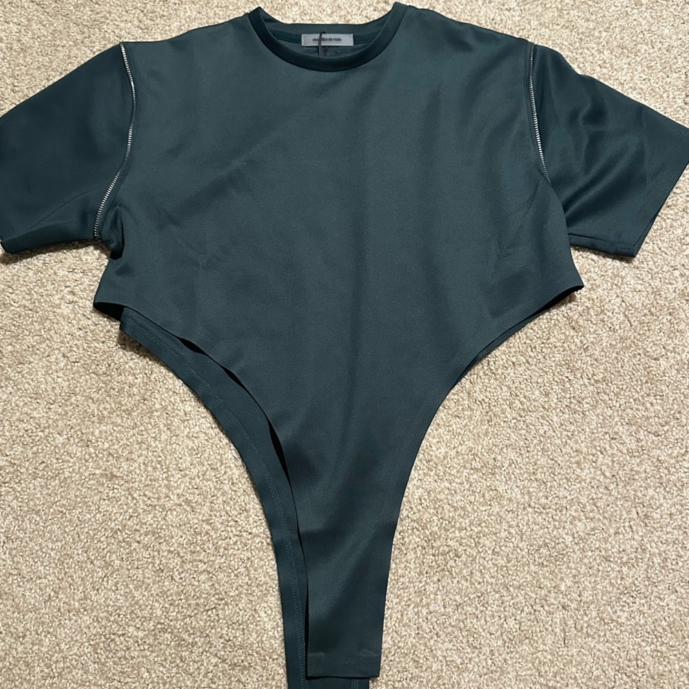 Maniere De Voir Kids Bodysuit in Deep Teal